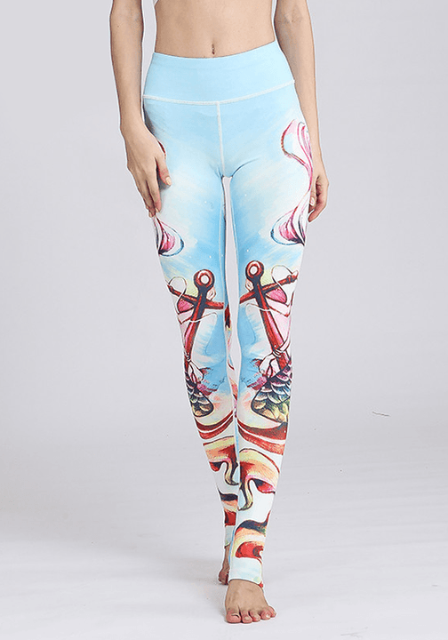 Stretch Fabric Floral Yoga Pants