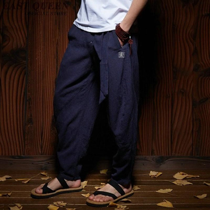 Traditional men's fit wushu cotton linen pants